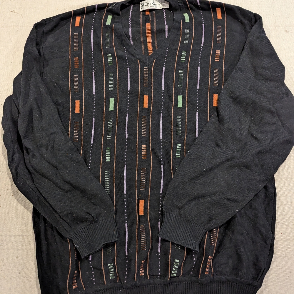 Chaps Black Patterned Men's Sweater